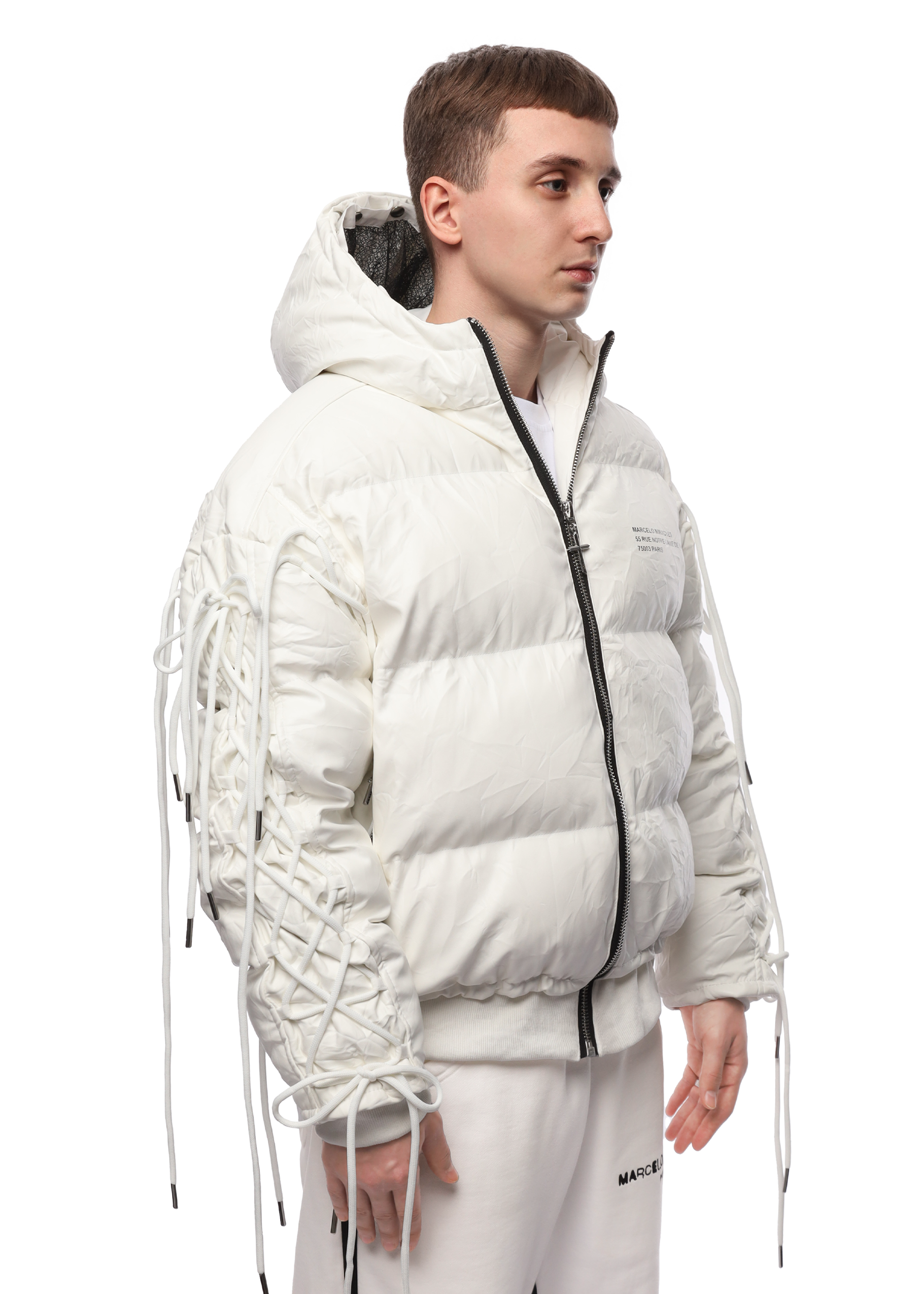 LEATHER PUFFER JACKET in WHITE