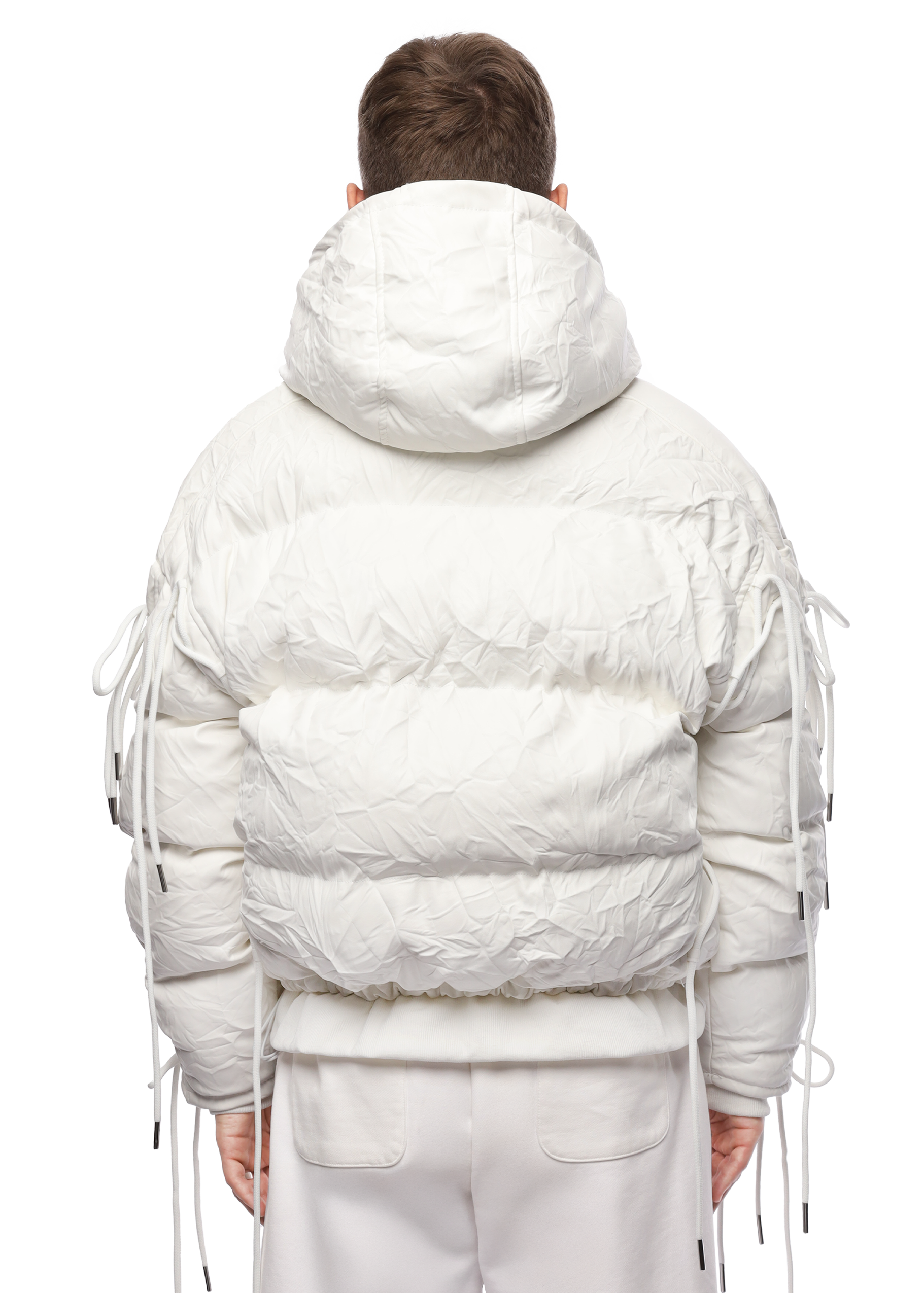 LEATHER PUFFER JACKET in WHITE