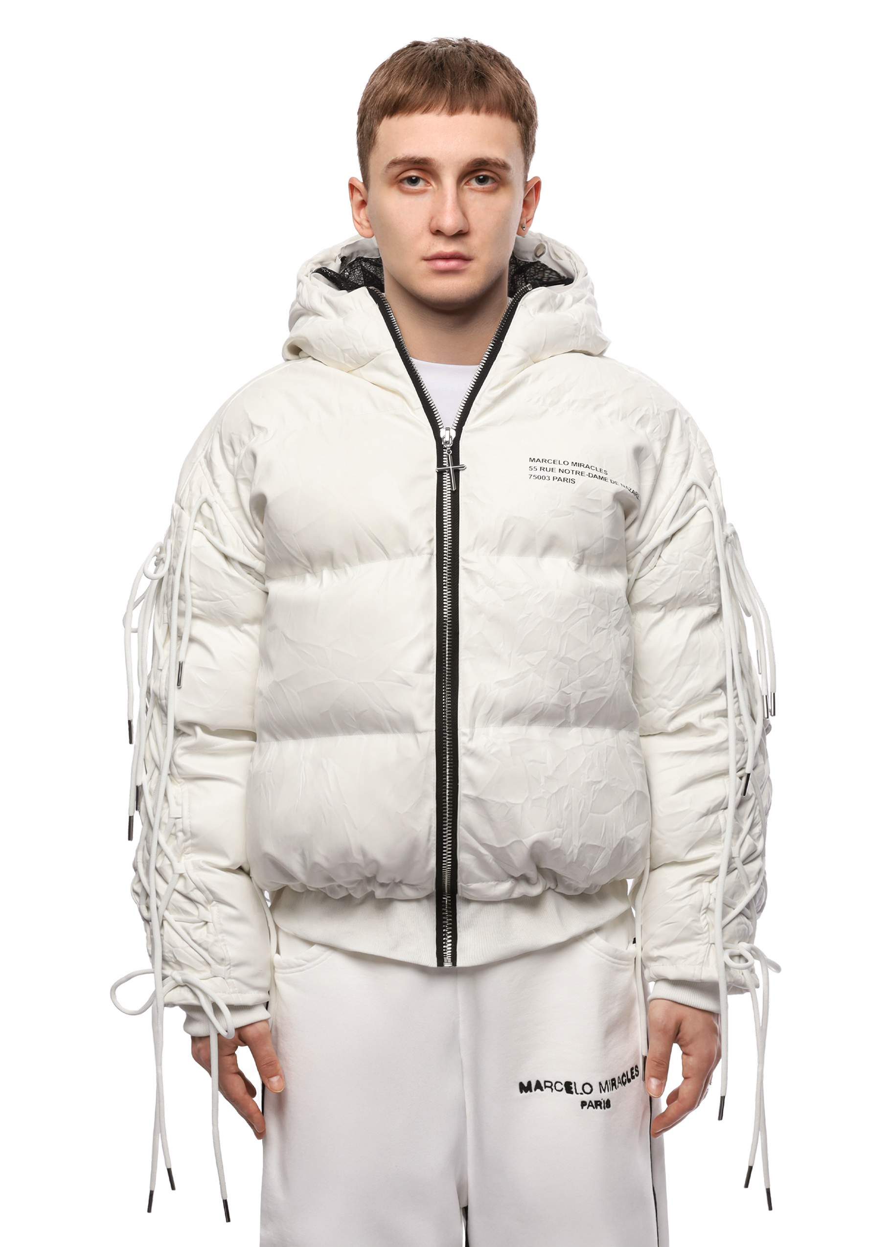 LEATHER PUFFER JACKET in WHITE