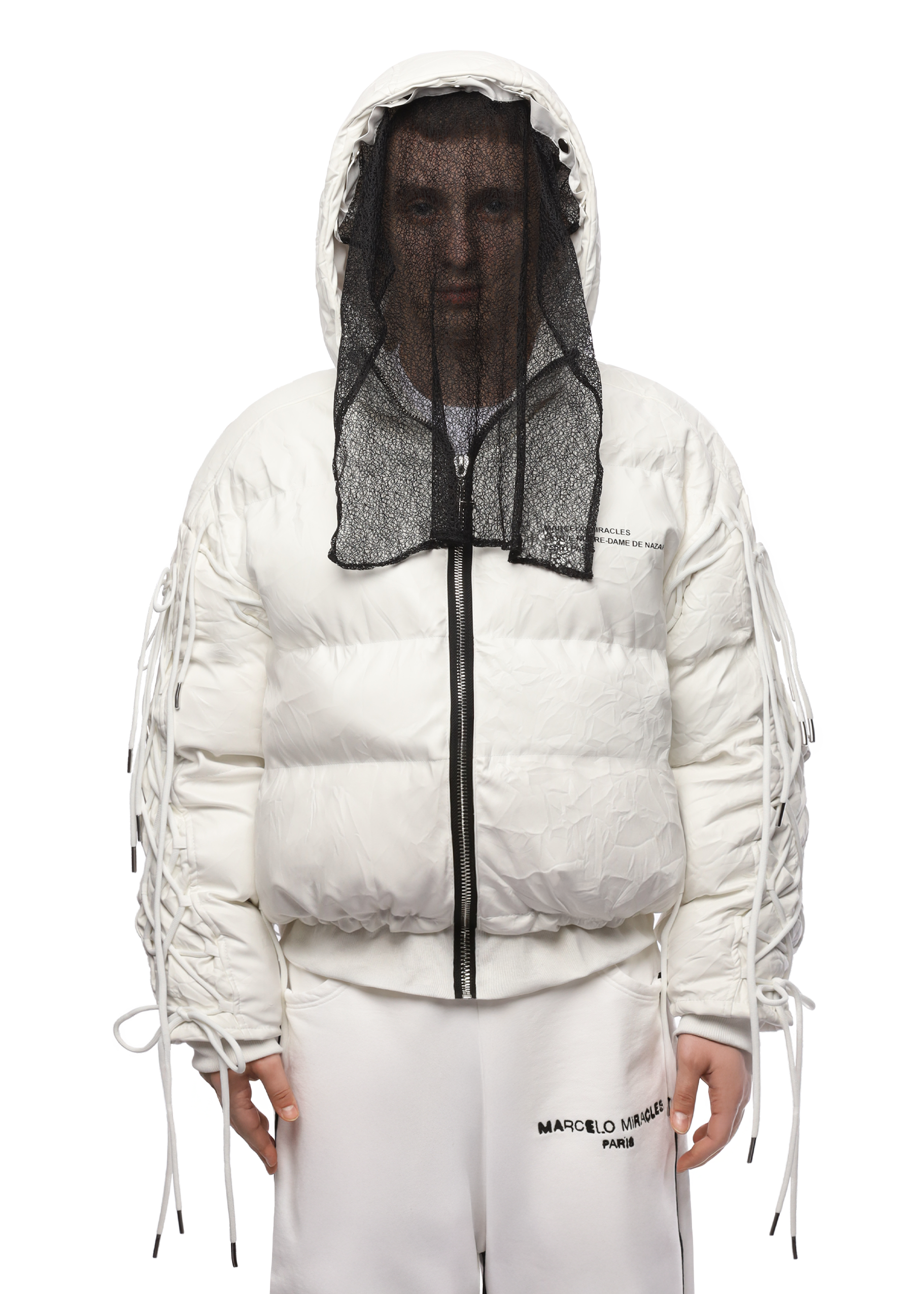 LEATHER PUFFER JACKET in WHITE