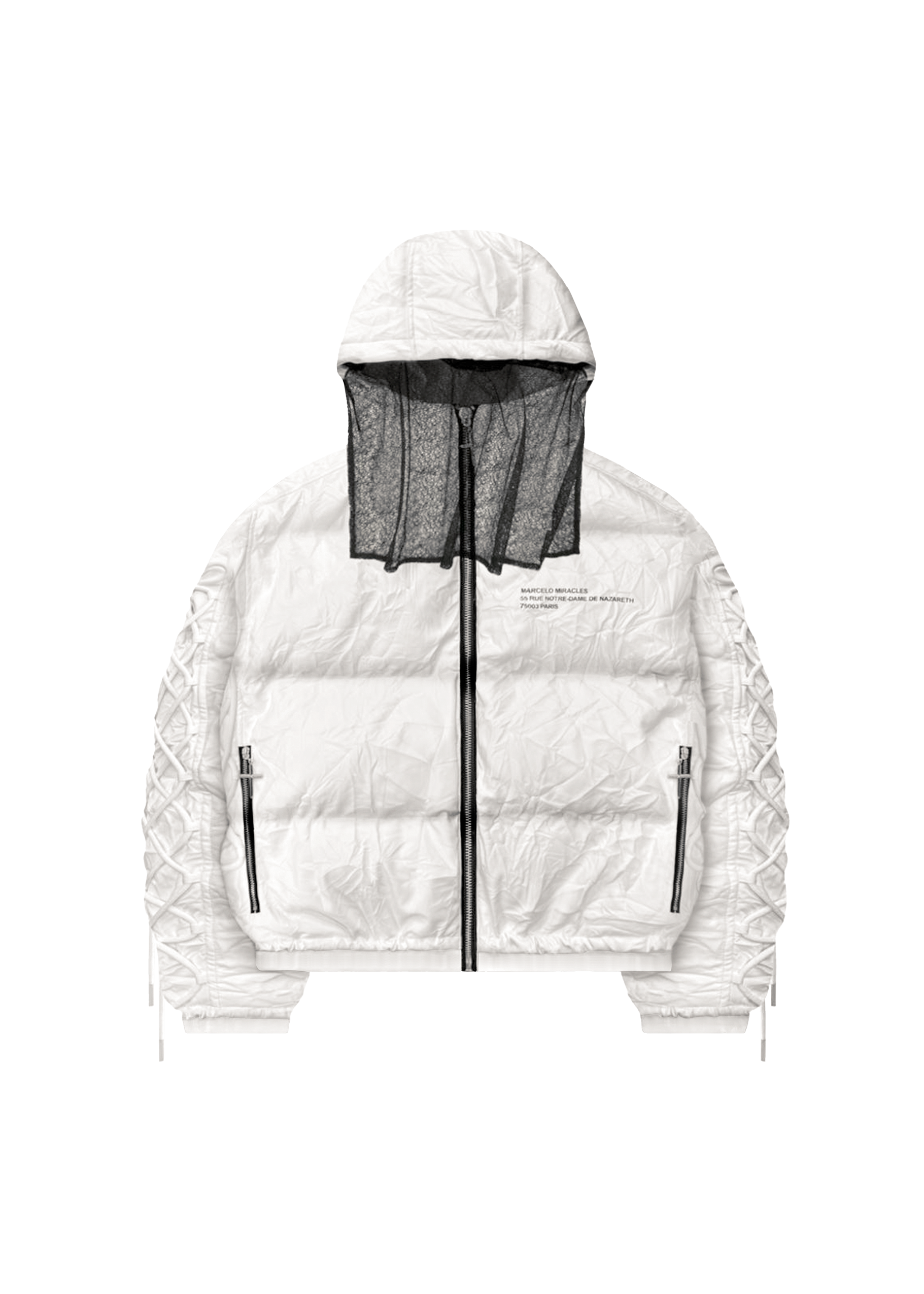 LEATHER PUFFER JACKET in WHITE