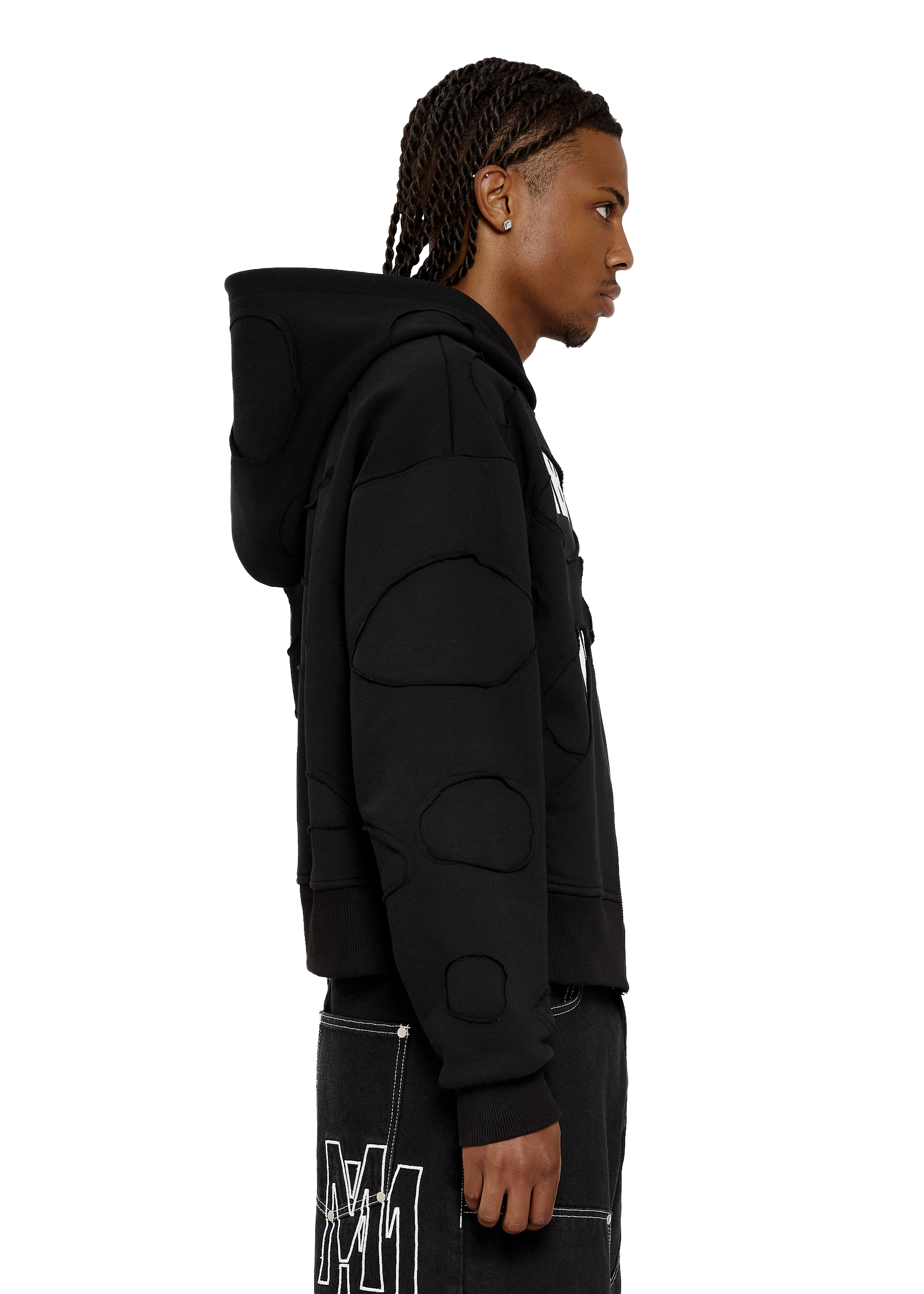 EDEC LAYERED ZIP-HOODIE in BLACK